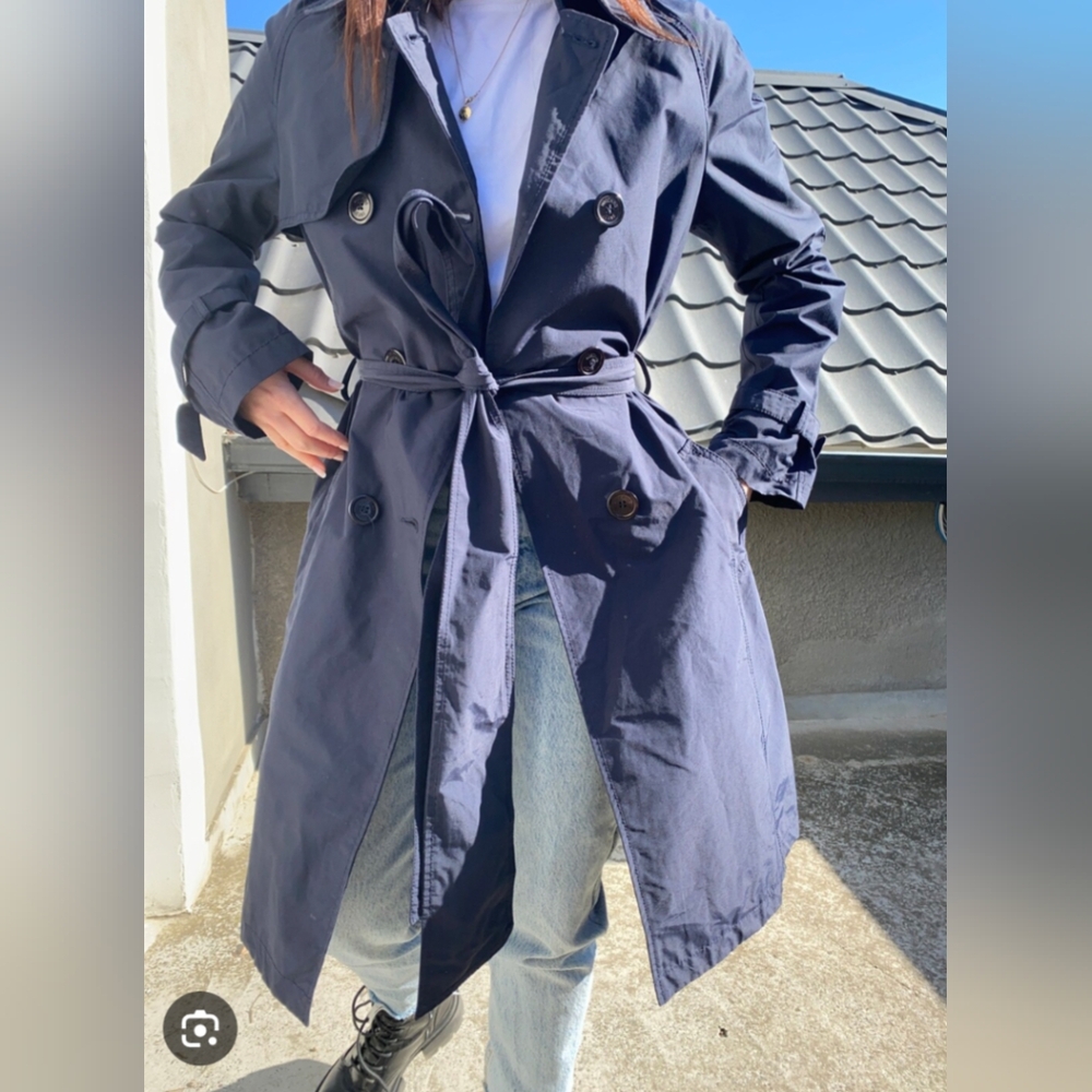 Vintage VIP Petites Navy Trench coat Size 12P